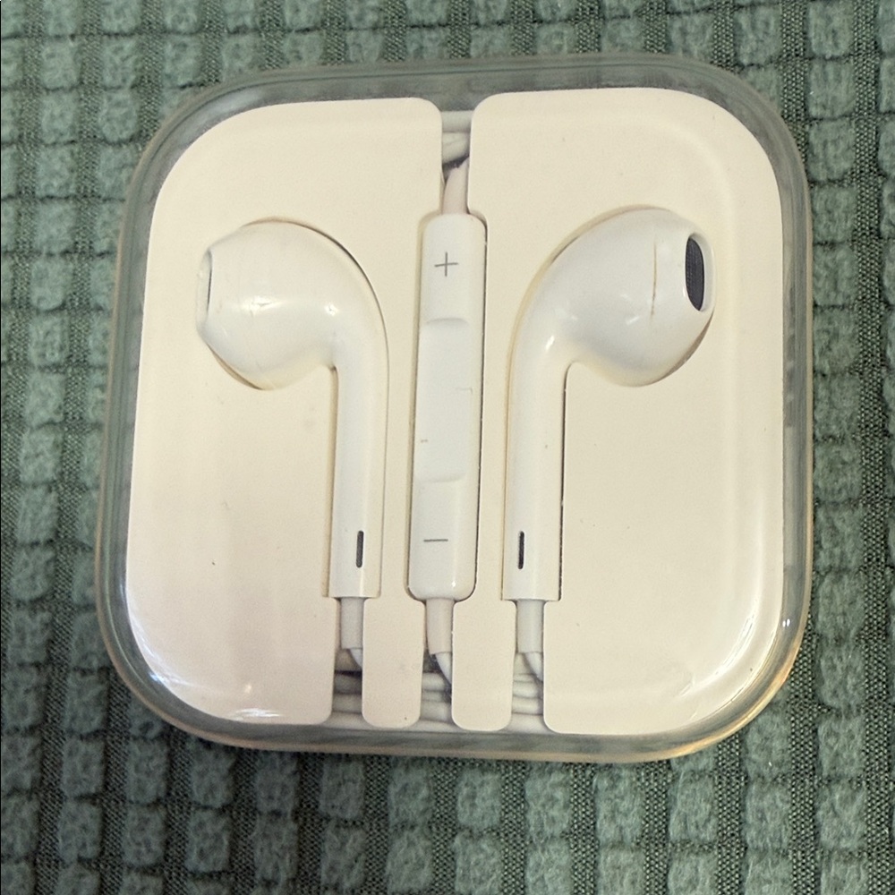 White Apple Earbuds with Case New